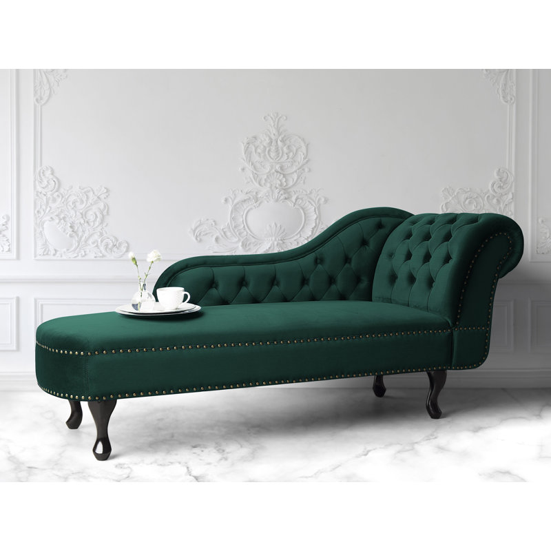 Jeb Velvet Chaise Lounge, Right Hand Facing, Green