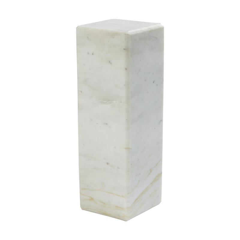 Mini piédestal / colonne montante en marbre, Blanc, H 15 po x l 5 po x P 5 po
