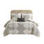 Ensemble d'édredon imprimé 4 pièces avec coussin décoratif noir / ivoire double / grand