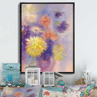 «Grunge Abstract Asters Bouquet II», reproduction d'art sur toile traditionnelle