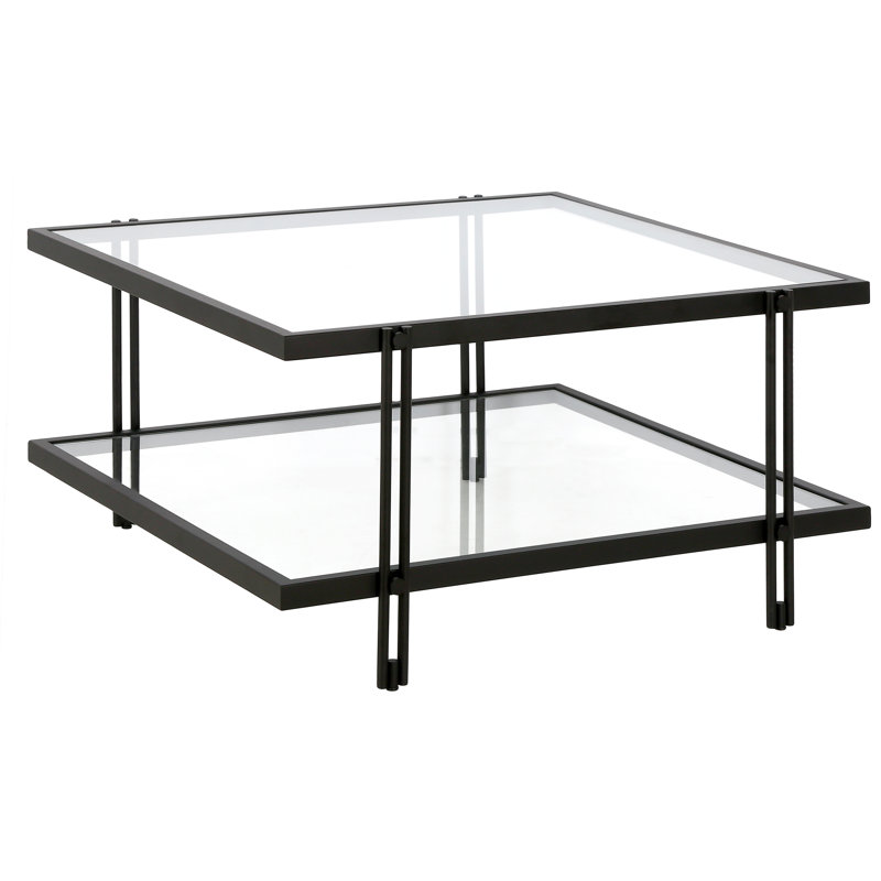 Inez Four Leg Coffee Table with Storage, Black