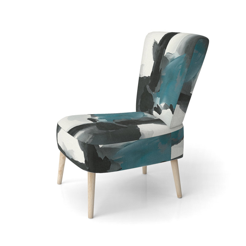 Chaise d'appoint rembourrée Geometric IV, Mélange de polyester bleu / noir / blanc