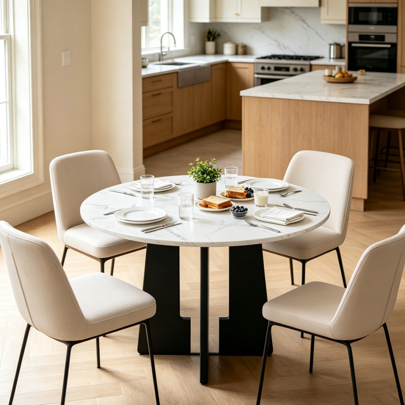 Table de salle à manger Chmura, 29.8"H x 43.3"L x 43.3"W, Blanc