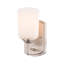 Luminaire de salle de bain 1 lumière en nickel satiné Laurelhurst, 4,75 po de largeur, verre blanc givré, acier, à intensité variable, compatible avec DEL, fixation réversible-484580385-484580397-484580410