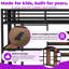 Lit mezzanine simple au-dessus d'un lit simple en métal avec bureau double, armoire, tablettes et prises de courant-1282184620