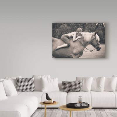 « off to the courses cheval », reproduction de photo sur toile tendue