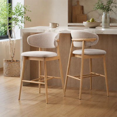 Ensemble de tabourets de bar rembourrés à hauteur de comptoir, sièges de cuisine en bois de frêne massif