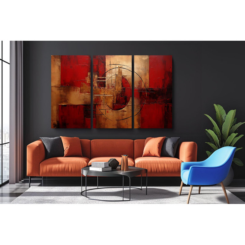 Reproduction d'art sur toile, "Triptych", H 36 po x l 72 po