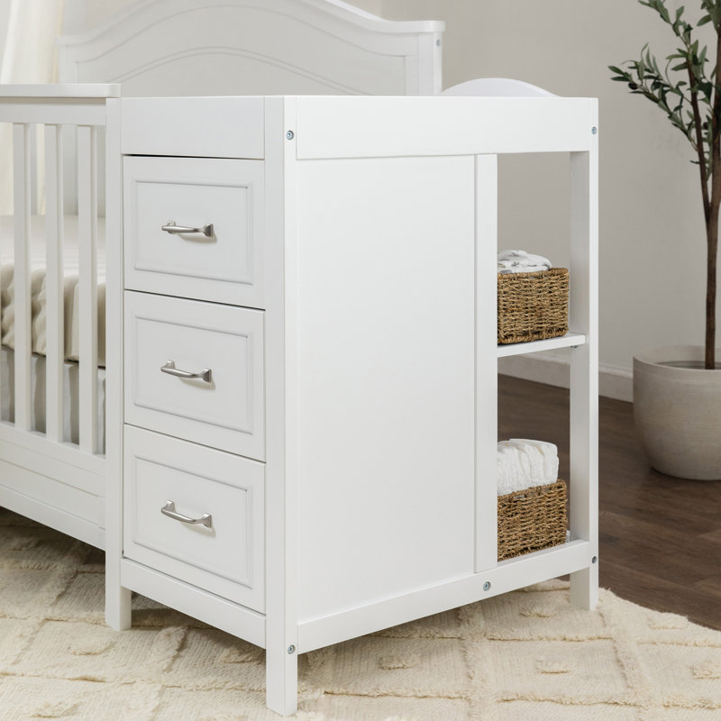 White 4-in-1 Convertible Crib and Changer with Storage