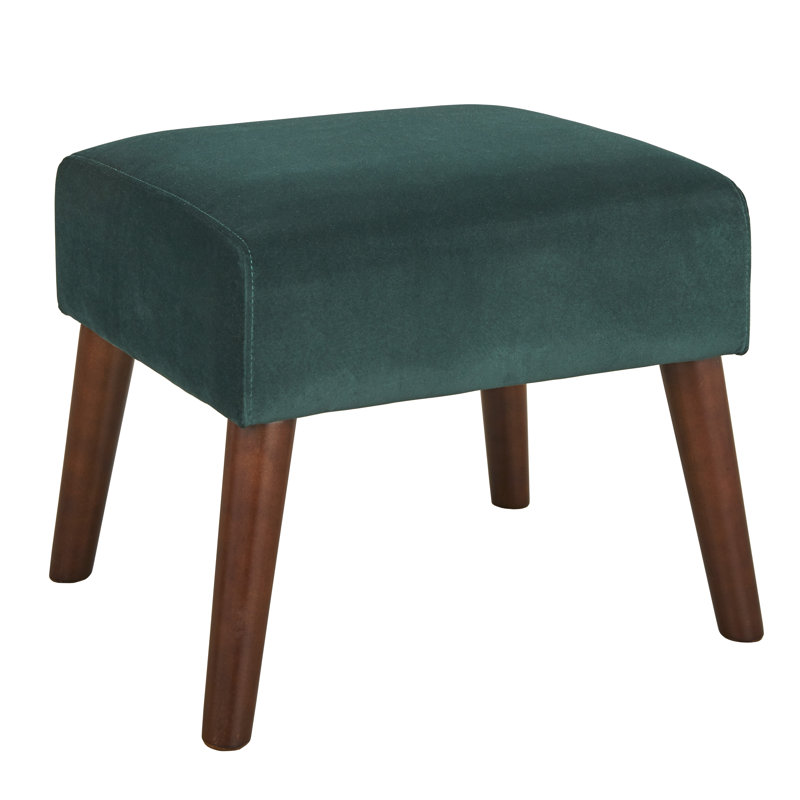 Piersten Upholstered Ottoman, Emerald Green Velvet