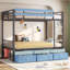 Lit simple superposé en métal avec 6 tiroirs et support de rangement à boutons, lit superposé sécuritaire pour les adultes lourds / petite pièce durable-930237384