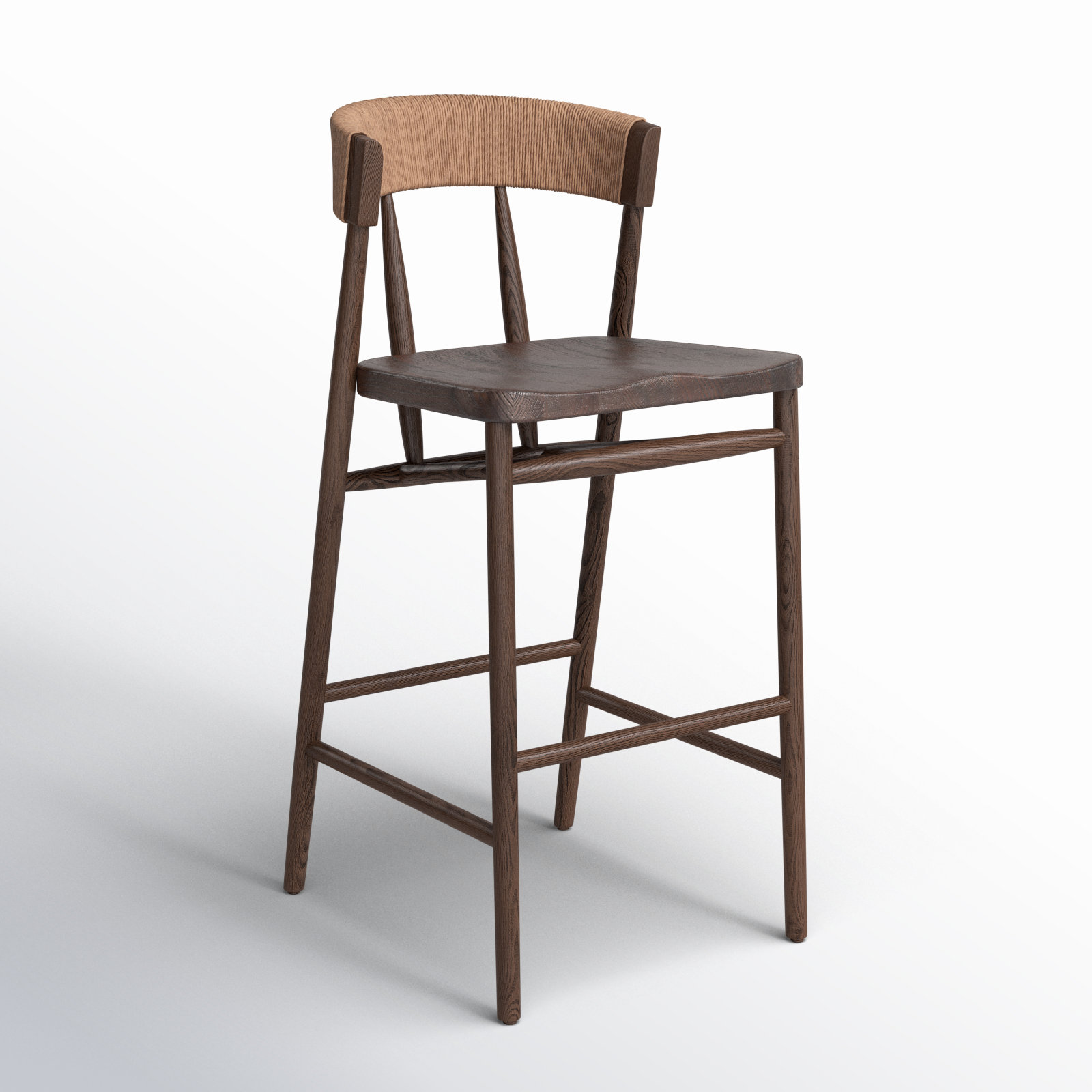 Siofra Solid Wood Stool, Bar Stool (30" Seat Height), Brown