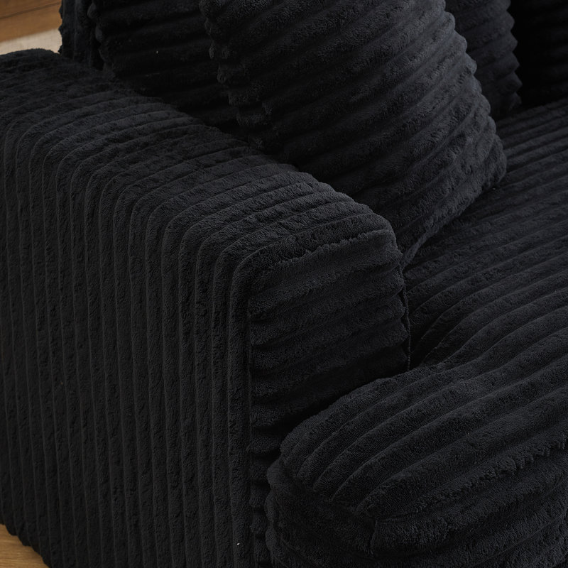 Corduroy Sofa 3 Seater Sofa Couch with 4 Toss Pillows Sleek Design Modern Comfortable for Room, 35" H x 88.58" W x 35" D