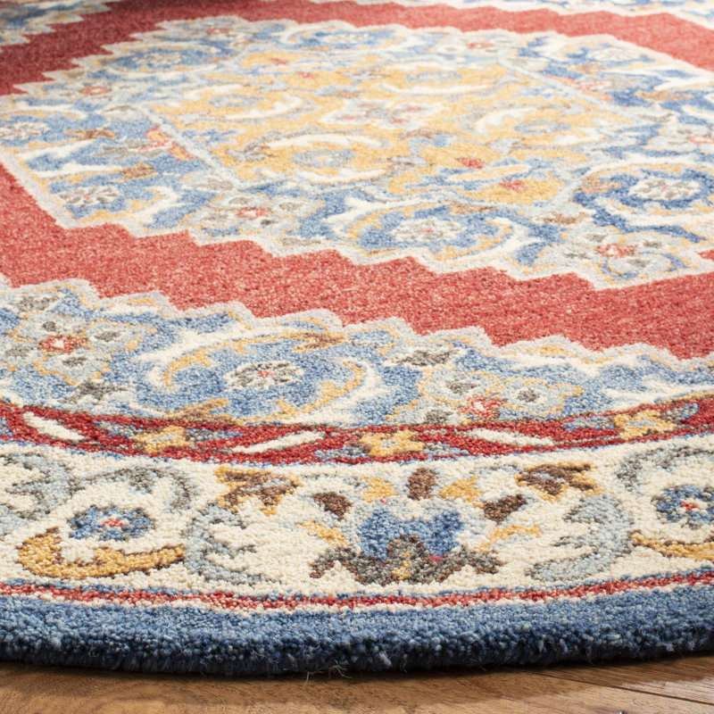 Antiquity Hand Tufted Wool/Cotton Oriental Rug in Blue, Round 6'