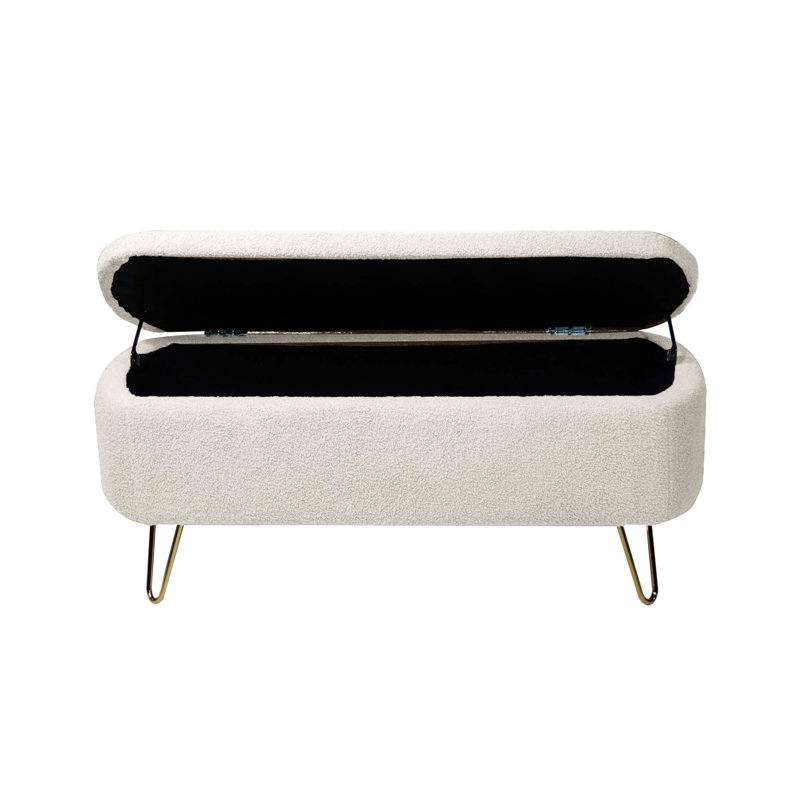 Banc repose-pieds polyvalent avec rangement et design élégant pour la maison, Ivory
