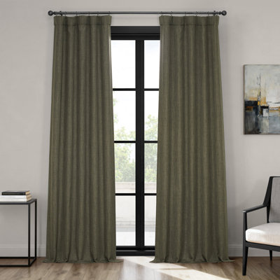 Ottis Faux Linen Room Darkening Curtain Panel 