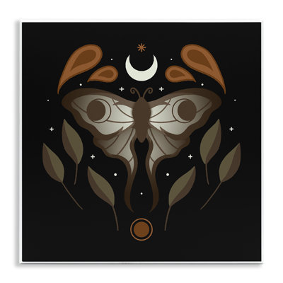 «Celestial Moth & Leaf Sprigs», art mural sur plaque par Ahmad Idiss Hussein