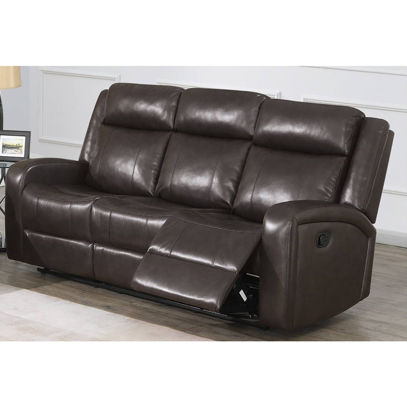 Heimdall 82'' Faux Leather Reclining Sofa, Brown Polyurethane