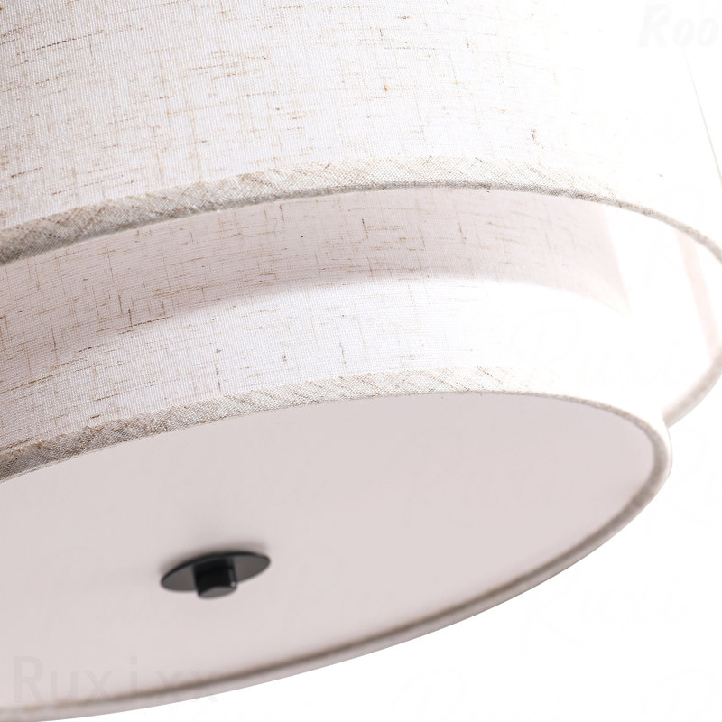 Plafonnier - diamètre moderne de 16 po, revêtement en tissu, conception encastrée, Noir