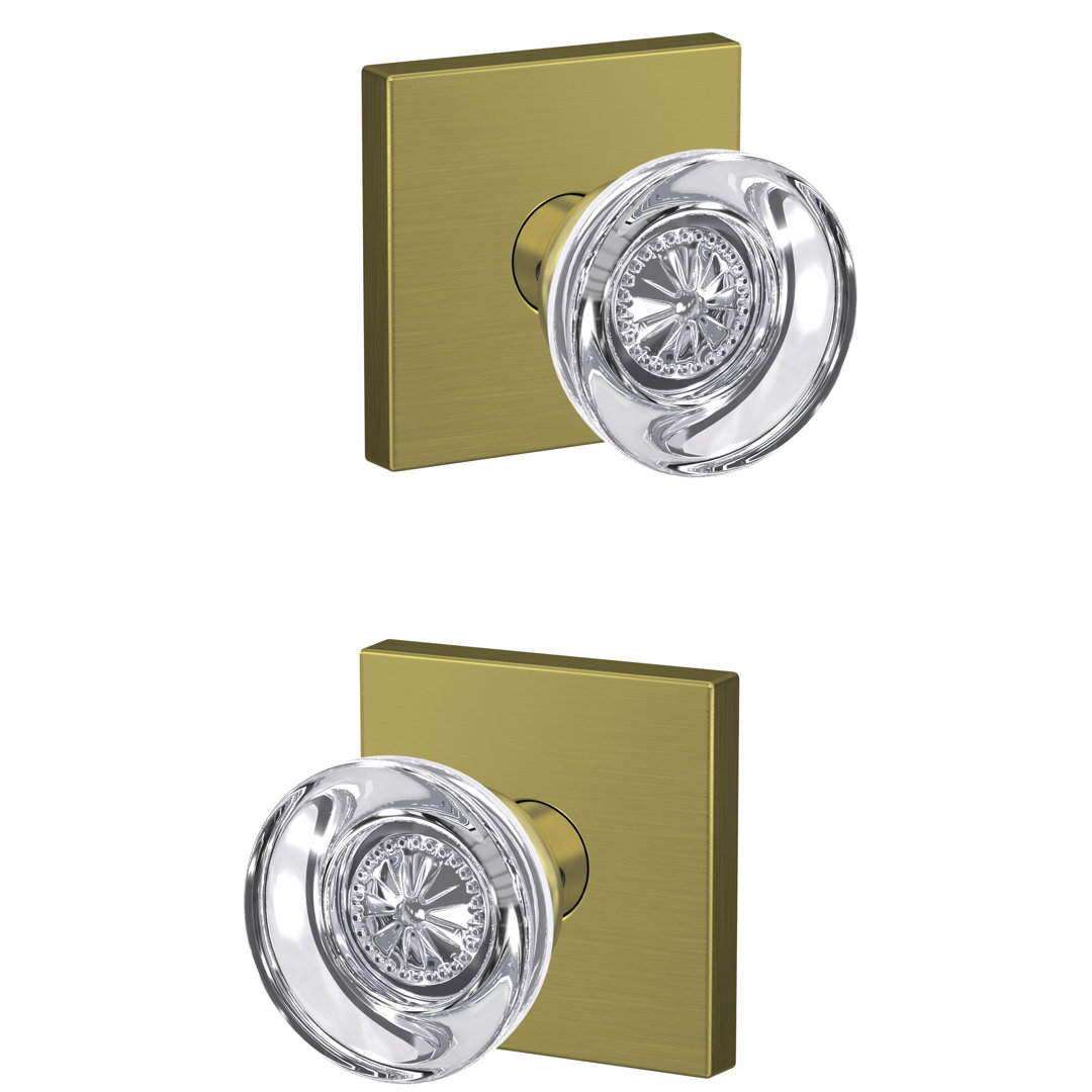 Custom Hobson Non-Turning Glass Knob with Collins Trim Schlage 