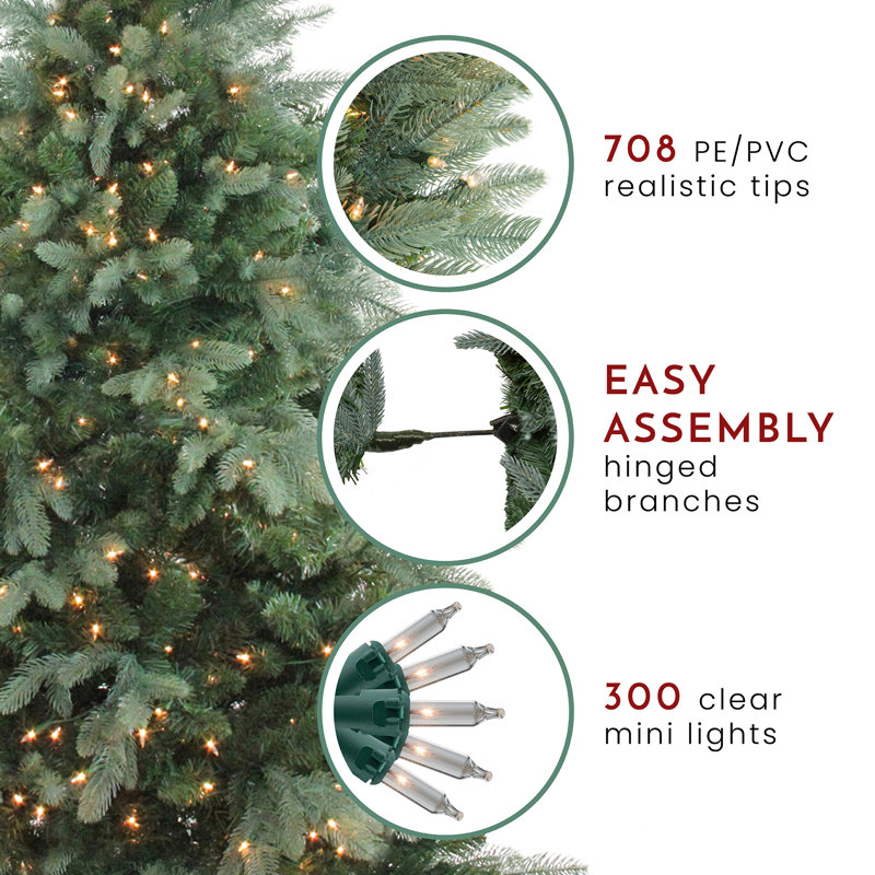 6.5' x 47" Pre-Lit Washington Frasier Fir Full Artificial Christmas Tree - Clear Lights, 4.5' H