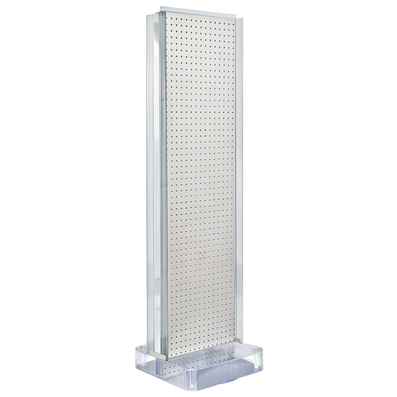 Two-Sided Pegboard Floor Display w/ C-Channel Sides On a Square Studio Base. Panel Size: 16"W x 60"H