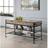 Parmenter Industrial 3-Drawer Rectangular Kitchen Island