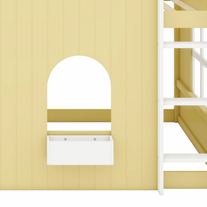 Dreamy Loft Bed Built-in LED Light String, Primrose Yellow, Full