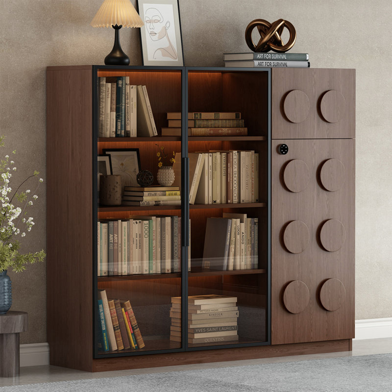 Vitrines en bois massif brun noisette, H 47,24 po x l 47,24 po x P 13,78 po