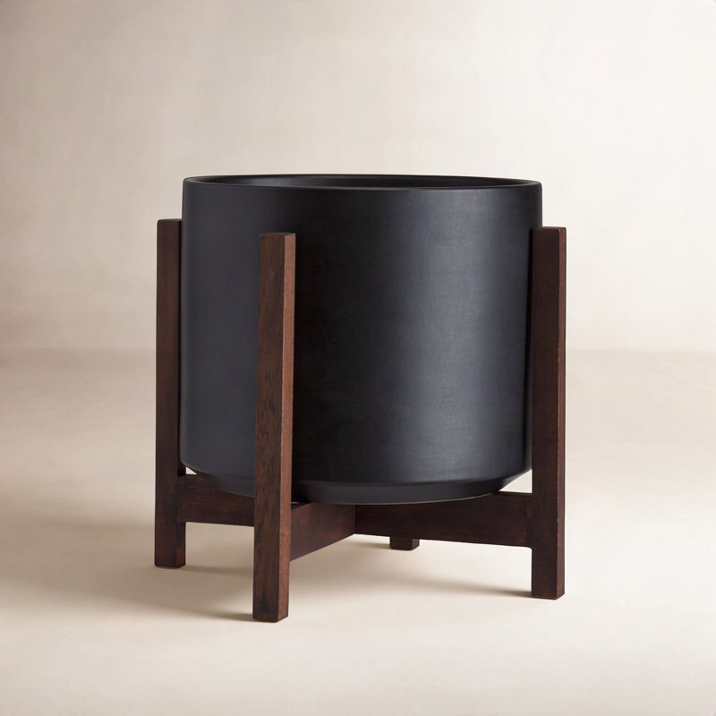 Keyes Pot Planter, Black/Dark, 10.25" H x 10" W x 10"