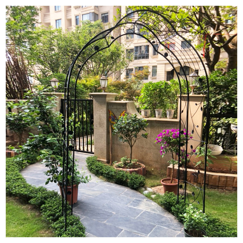Treillis arche de jardin en métal noir - Tonnelle d'extérieur de style gothique pour plantes grimpantes, roses et décoration de mariage