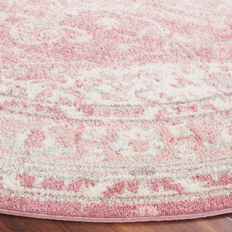 Tapis ivoire / gris Lowrey, Rond 6 pi 7 po