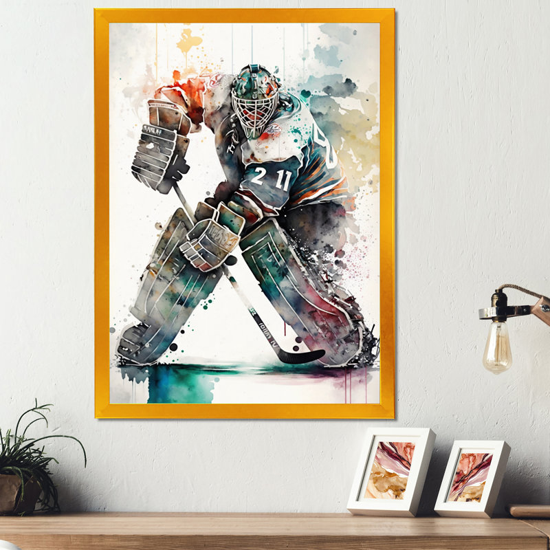 «Hockey Gardien sur glace pendant le jeu II», impression sur toile, H 32 po x l 24 po x P 1 po
