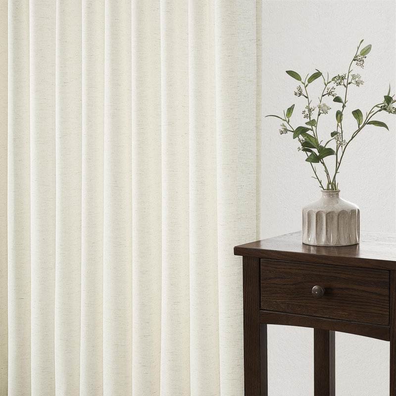 Ensemble de 2 rideaux à plis pincés de 90 po de long, rideaux semi-diaphanes en mélange de coton crème semi-diaphane, longueur 40 po x 90 po