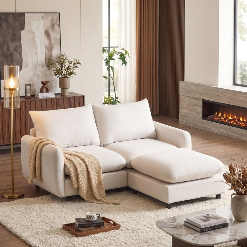 Canapé modulaire 69 po 3 pièces L 69 po, White Upholstered