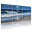 Nautique et plage, vagues de la mer, clair de lune, ensemble de 3 reproductions d'art sur toile-654526995