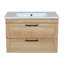 Ensemble de meuble-lavabo mural moderne avec lavabo Athanasios | Collection Palm Beach Teak Natural | Panneau de fibres à densité moyenne non toxique ignifuge 30 po, collection R ligne 32 po Omega