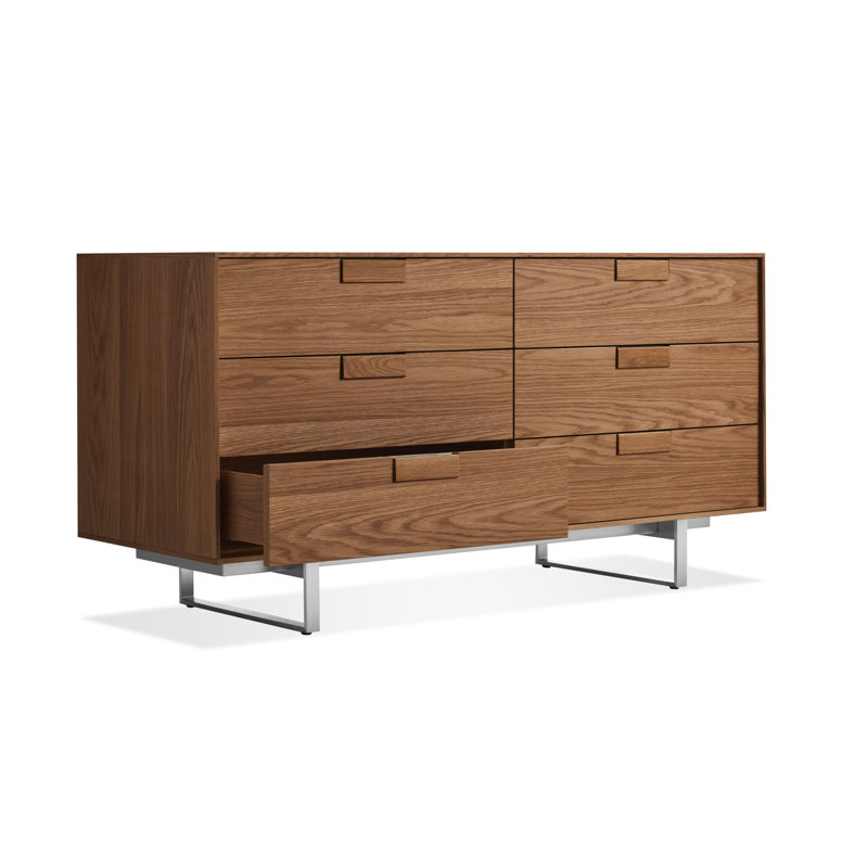 Series 11 56'' W 6 - Drawer Dresser, Stainless Steel/Walnut