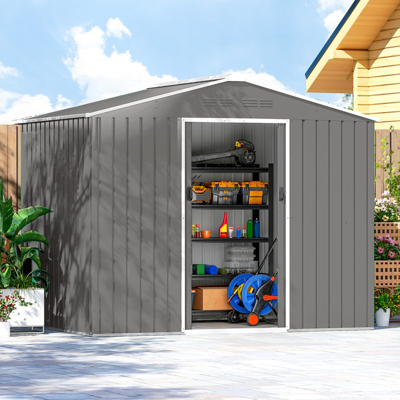 Garden Storage Shed, Light Grey