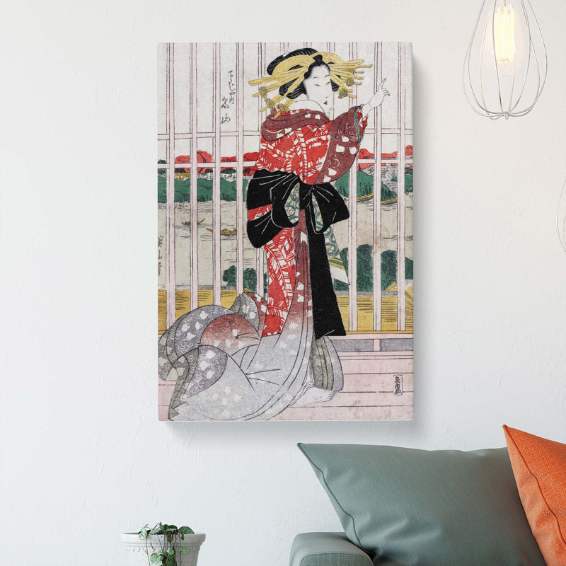 Overlooking The Sumida River by Kikukawa Eizan - Wrapped Canvas, 76cm H x 50cm W x 3cm D