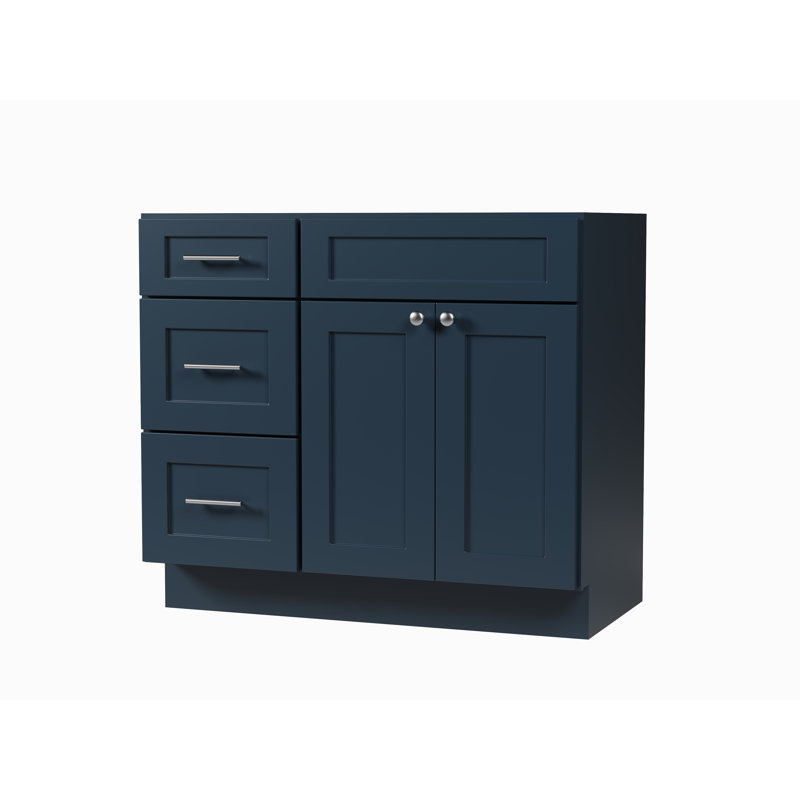 Disar 39'''' Single Bathroom Vanity With Drawer Left Base Only, Blue