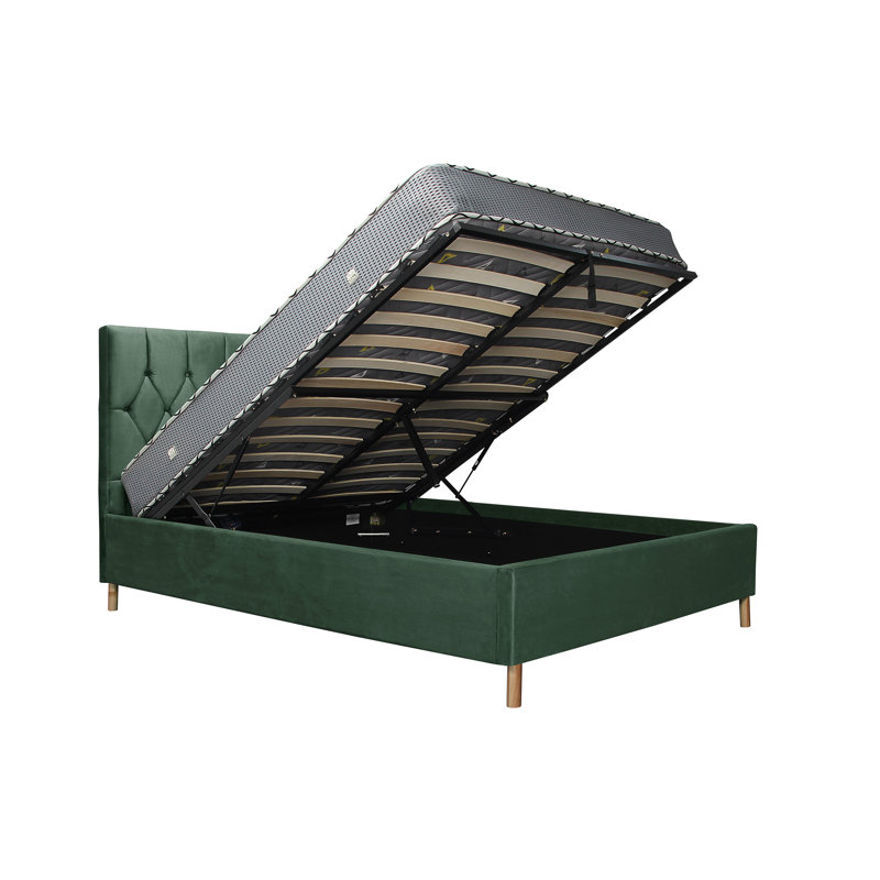 Benninger Upholstered Ottoman Bed, Green, Small Double (4')