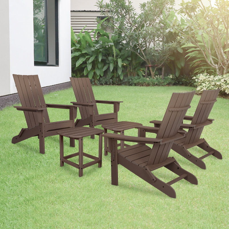 Ensemble de 4 chaises pliantes Durapatio Adirondack avec table, Brun foncé