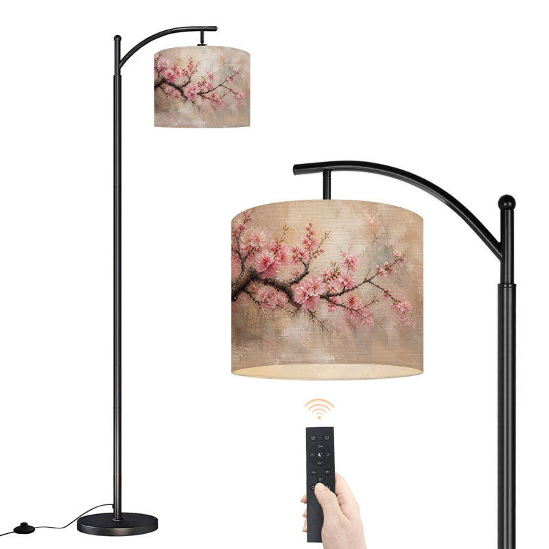 Lampe sur pied à DEL à intensité variable, cerisier rose, abat-jour réglable en hauteur avec télécommande, pour le salon, la chambre et le bureau