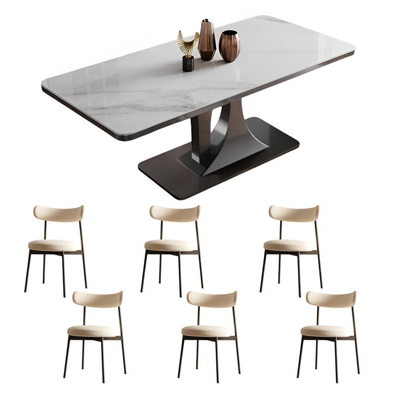 Ensemble de table de salle à manger rectangulaire et chaises, H 29,52 po x L 55,11 po x l 31,49 po