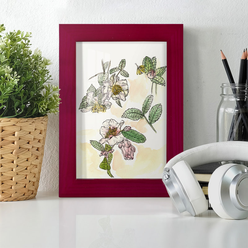 Camellia Study, reproduction d'art encadrée, Cadre rouge, H 6 po x l 4 po x P 1 po