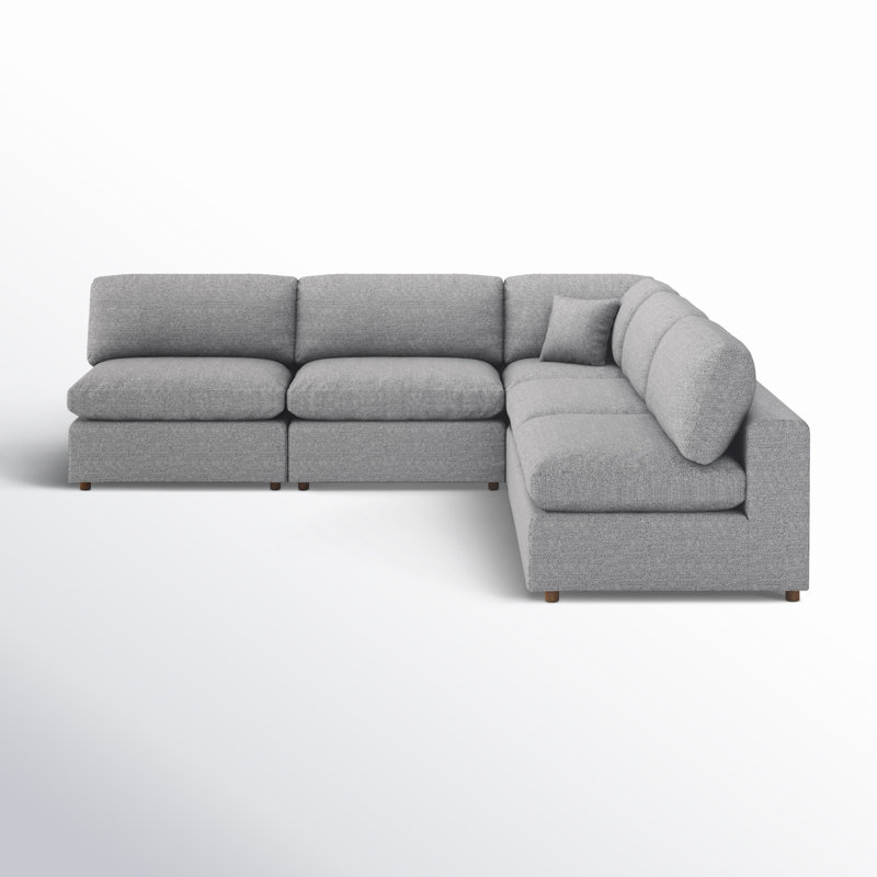 Canapé modulaire rembourré 5 pièces Jossa, Mélange de lin gris