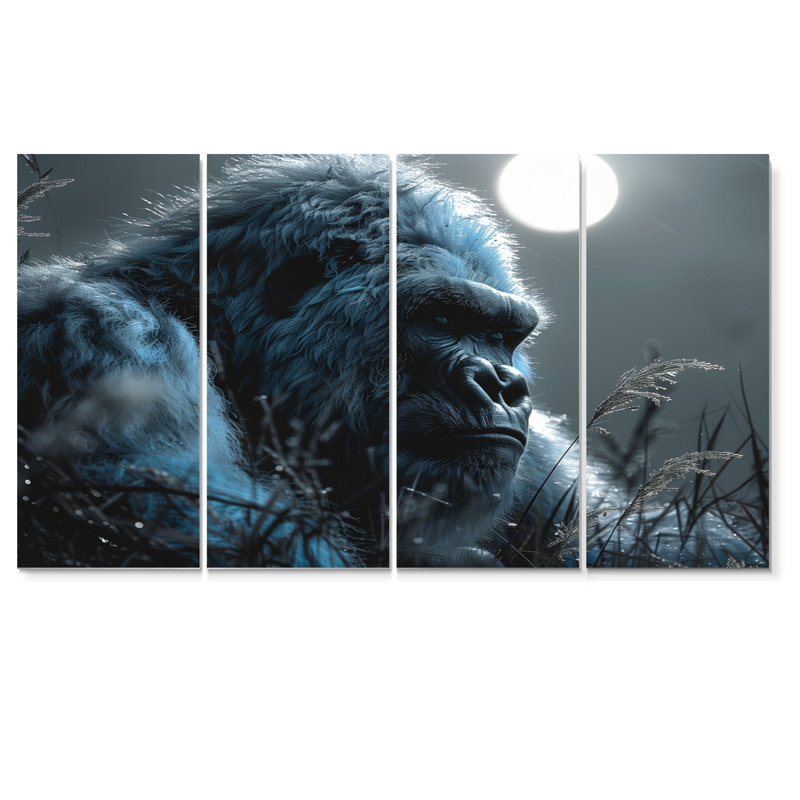 Noir et blanc Bigfoot Moonlit Meadow - ensemble d'art mural Bigfoot, H 28 po x l 48 po