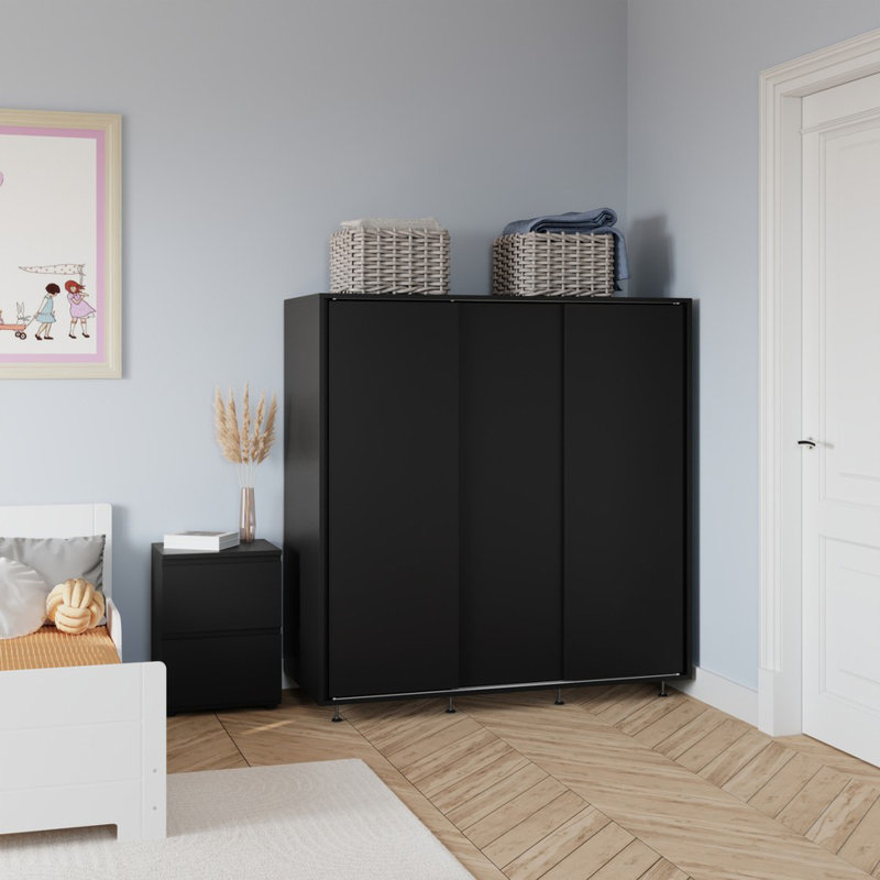 Solid Wood Wardrobe, Black