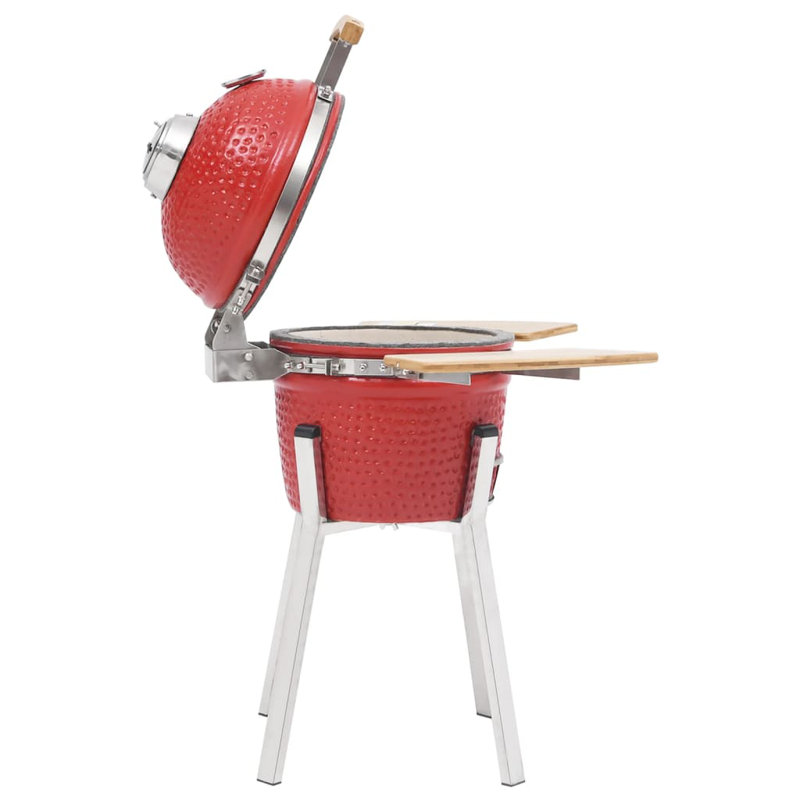 Barbecue au charbon avec tables d'appoint pliantes 29,9 po, Rouge